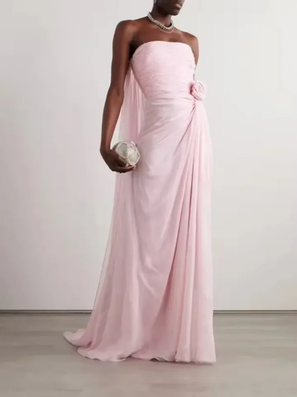 A-Line Strapless Pleated Prom dress Floor Length فساتين سهرة for Women Elegant formal wedding party dress Customized