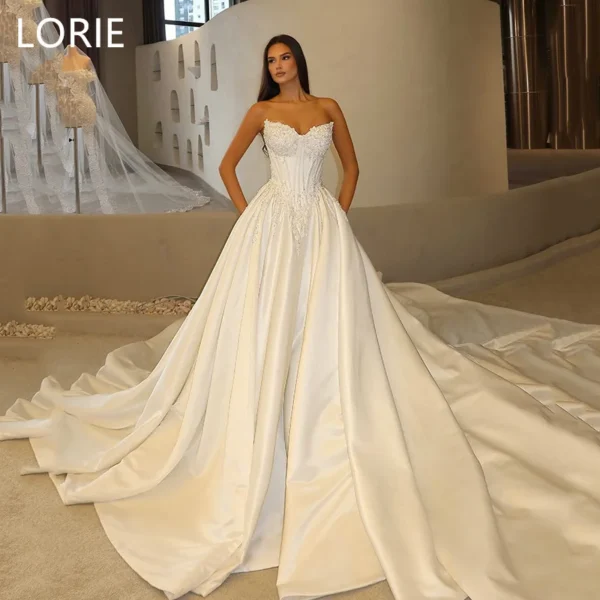 LORIE ثوب زفاف مثير قبالة الكتف الديكور زين فساتين زفاف على شكل قلب بدون أكمام رداء الزفاف مخصص 2025